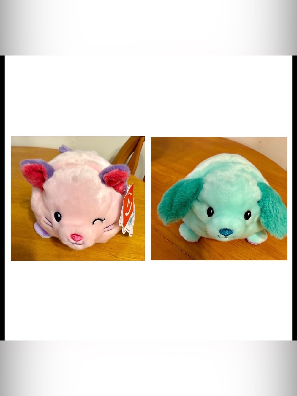 NWT Aurora Reversible Plush- Pink & Purple Cat/Green Dog